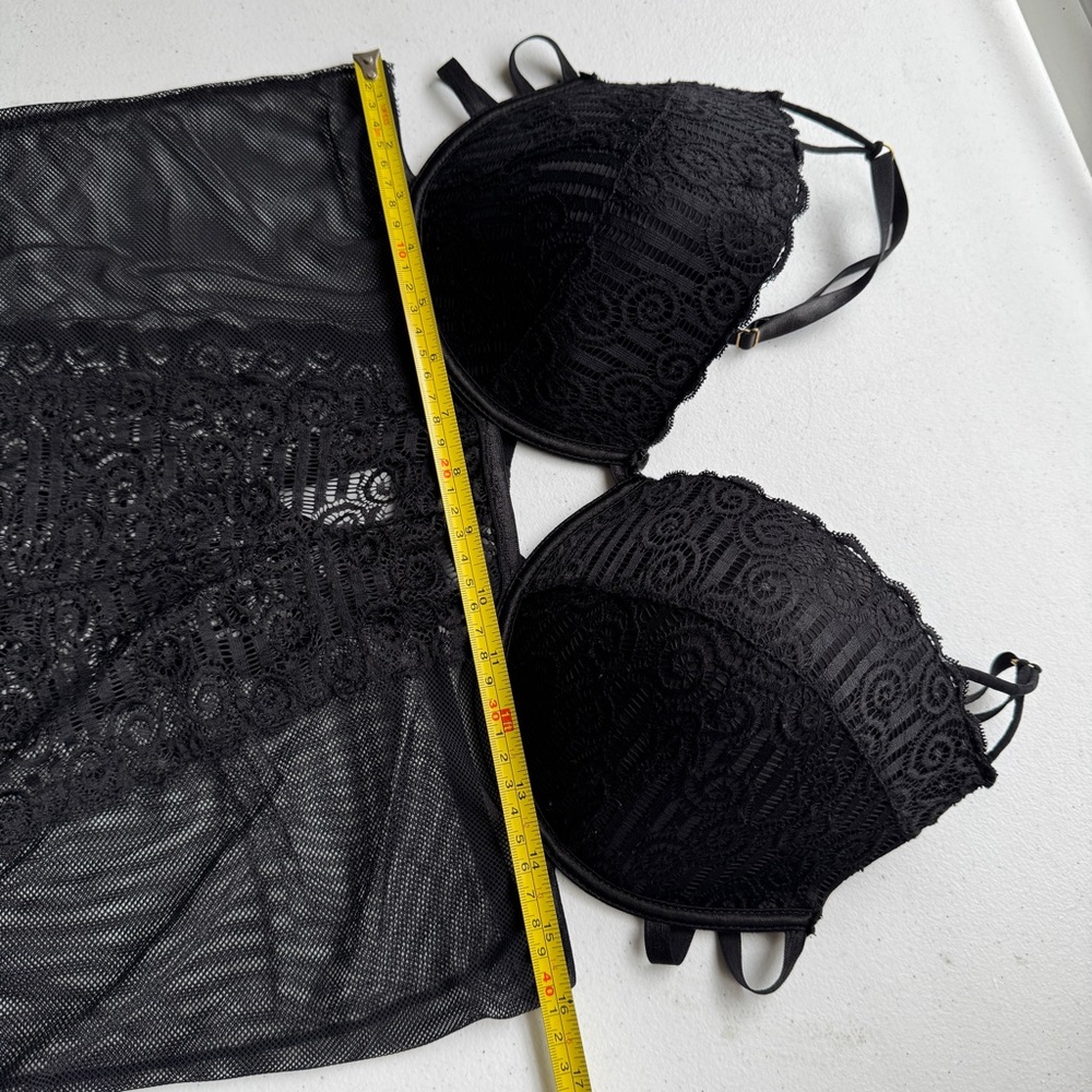 Seven Til Midnight Lingerie Babydoll Women's Size 1X/2X Black Lace Sexy Romantic - Picture 5 of 12